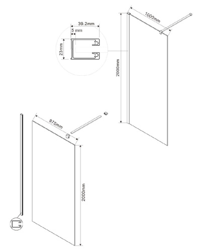 Душевая стенка Vincea Walk-In VSW-1H100GSB