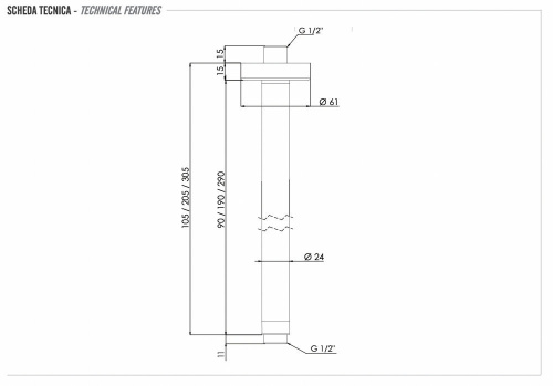 Кронштейн потолочный 20 см Remer INOX SS347N20, нержавеющая сталь