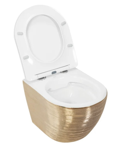 Унитаз подвесной Rea Carlo rimless Flat Brush Gold C6942