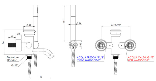 Смеситель для ванны Remer Element ET02BG, золото брашированное