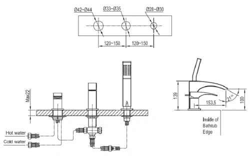 Смеситель для ванны Ahti Tampere TA401001