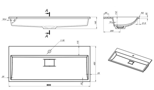 Умывальник Versalia Absolute 80
