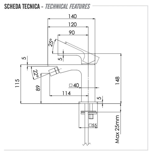 Смеситель для биде Remer Absolute AU22