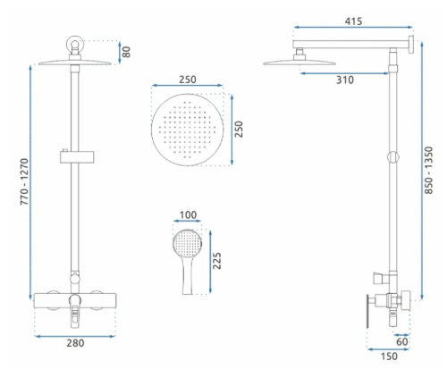 Душевая система Rea Aldi Gold P8802