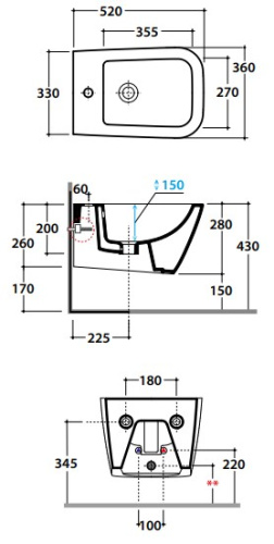 Биде подвесное Globo STONE STS10SK