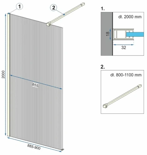 Душевая стенка Rea Aero Intimo gold matt 90x200 K4124