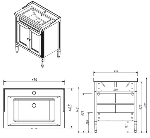 Тумба напольная Caprigo Albion Concept 70 34011-SF028