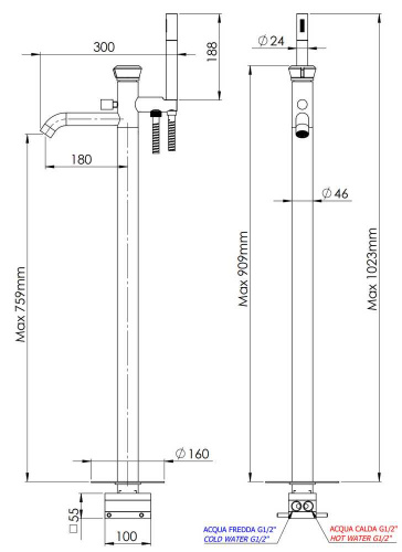 Смеситель для ванны Remer Element ET08