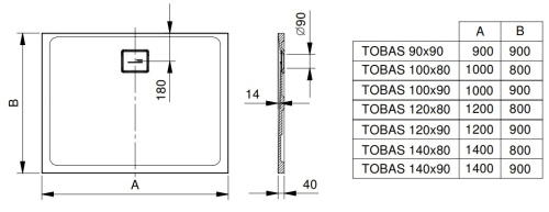 Душевой поддон Kolpa-san Tobas 140x80 white 605480