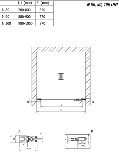 Душевая дверь Kolpa-San Andromeda N 80 black transparent 516750