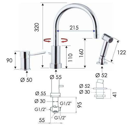 Смеситель для кухни Remer Minimal N48332EU