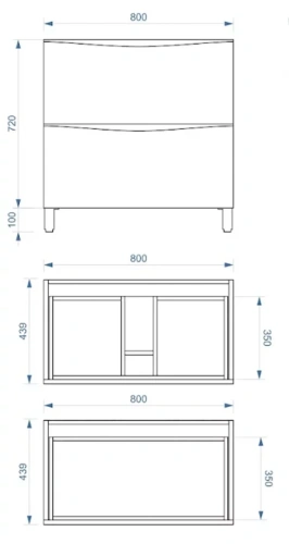 Тумба напольная Vela Бриз 80Н без планки под Milen TU27112