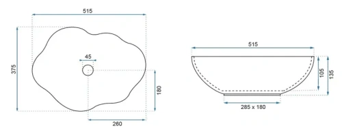 Умывальник Rea Pearl Akoya U3309