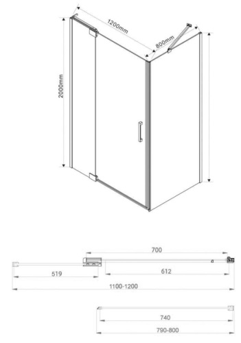 Душевой уголок Vincea Extra VSR-1E111280CL