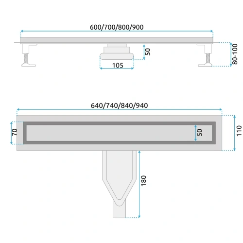 Душевой трап Rea Neox Superflow Nikiel matt 800 G2707