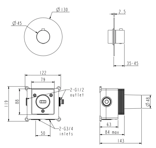 Смеситель для душа Nemo Round NM-2360MB matte black