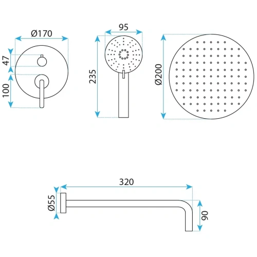 Душевая система Rea Ontario nikiel matt P5503