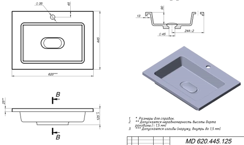 Умывальник Versalia Modul 65 Black