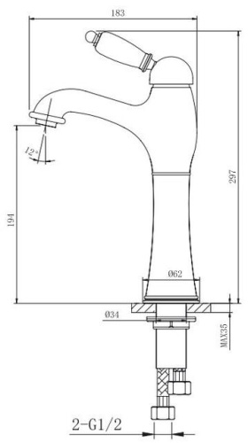 Смеситель для умывальника Caprigo Adria-uno 02-525-VOT