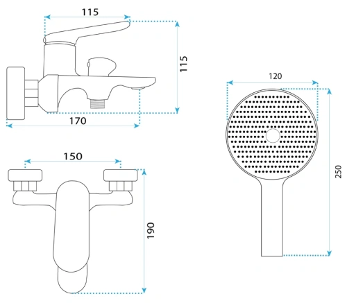Смеситель для ванны Rea Marco tytan B5063