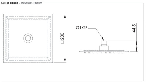 Верхний душ с шарнирным соединением 20 см Remer 357UFS20X