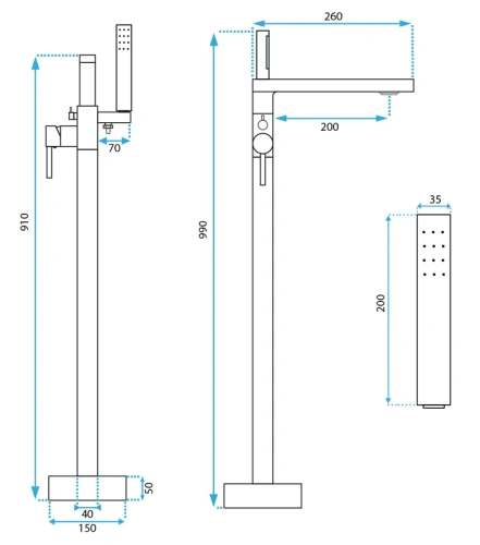 Смеситель для ванны Rea Flores black B2711