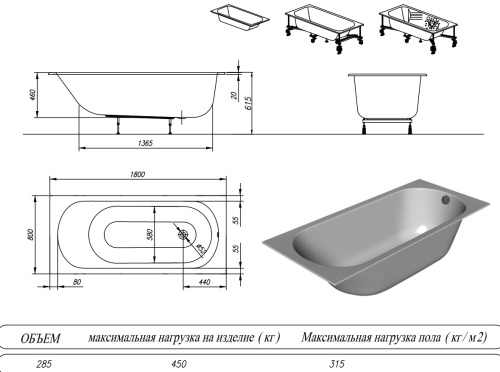 Ванна акриловая Kolpa-San Betty E2 180x80