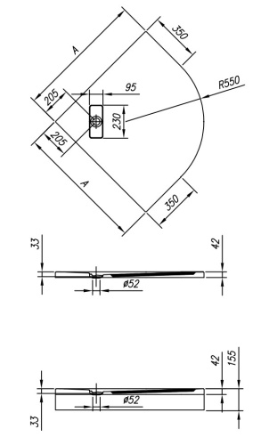 Душевой поддон Kolpa-san Drop R 90x90 R550 986610