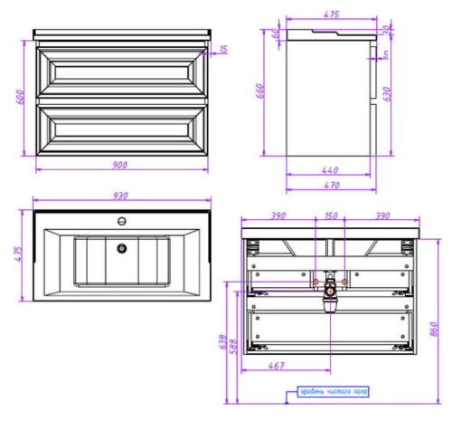 Тумба подвесная Caprigo Ponza 90 13523-030.000.00.20