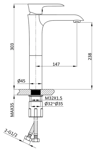 Смеситель для раковины Vincea Esse VBF-1E2MB