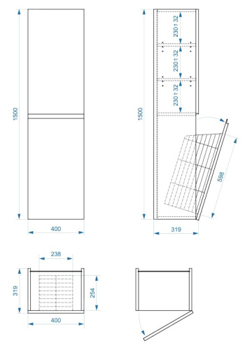 Пенал подвесной Vela Мира 40ПБК (бельевая корзина) петли правые RS623488