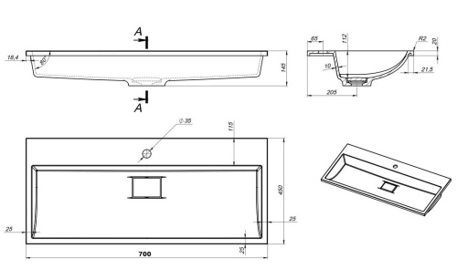 Тумба подвесная Vela Вектор 70П под Absolute TU27167
