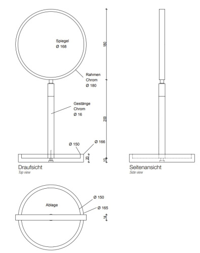Зеркало косметическое Decor Walther Stone KSA 0972460