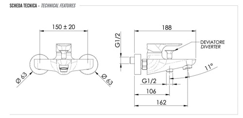 Смеситель для ванны Remer Infinity I05BO, белый матовый