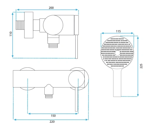 Смеситель для душа Rea Clif Black matt B4241