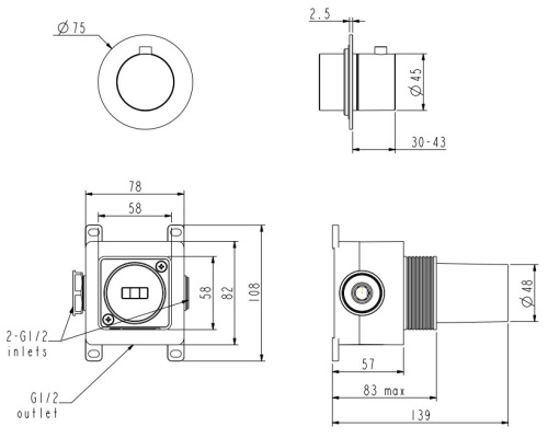 Запорный вентиль Nemo Round NM-2361BGM brush gun metal