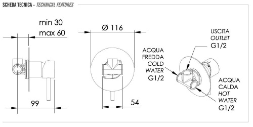 Смеситель для душа Remer X Style X30LDO, золото глянцевое
