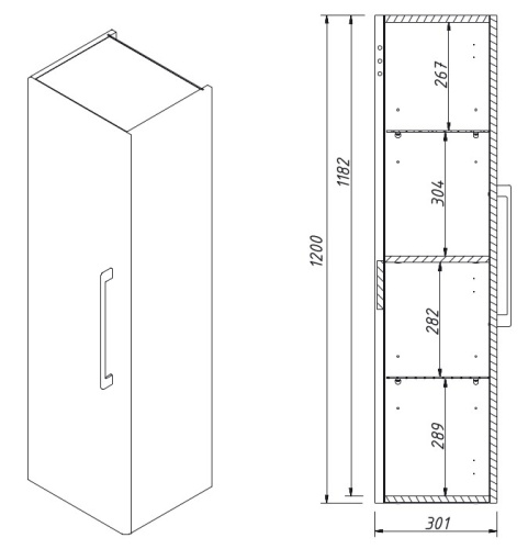 Пенал подвесной Caprigo Accord 35 2253L-SF024