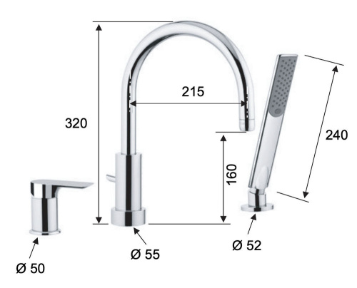 Смеситель для ванны Remer Infinity I07VO, бронза