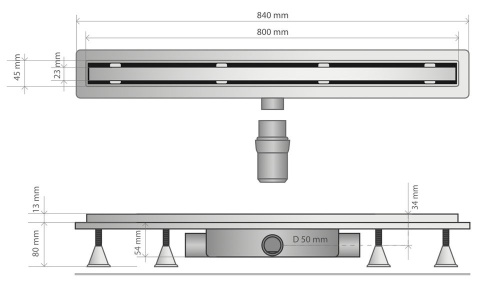 Душевой трап OMP Tea Basicflow 80 см 4943.203.8