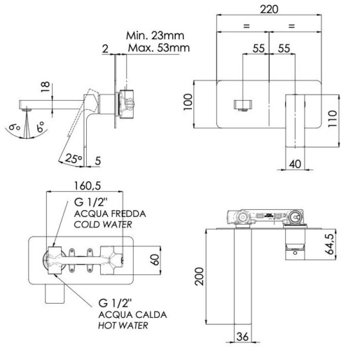 Смеситель для раковины Remer Absolute AU15XV, сталь