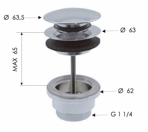 Донный клапан универсальный 1”1/4 Remer 905CCR114VO, бронза