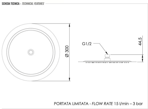 Верхний душ с шарнирным соединением 30 см Remer 357UFM30X