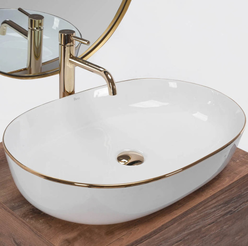 Умывальник Rea CLEO White Gold Edge U6211