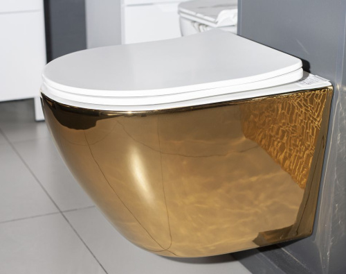 Унитаз подвесной Rea Carlo Mini Rimless Gold White C0669