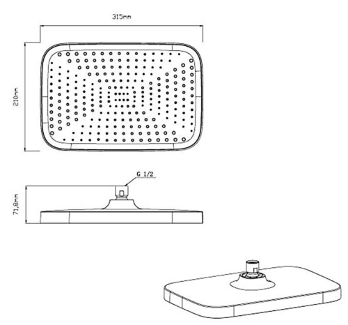 Верхний душ с держателем Vincea VSHD-41CBG