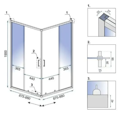 Душевой уголок Rea City Gold Brush 90x90 K6443