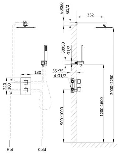 Душевая система Vincea VSFW-102TMB