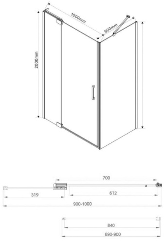 Душевой уголок Vincea Extra VSR-1E901090CGB
