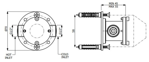 Встраиваемая часть гигиенического душа Carimali W20110